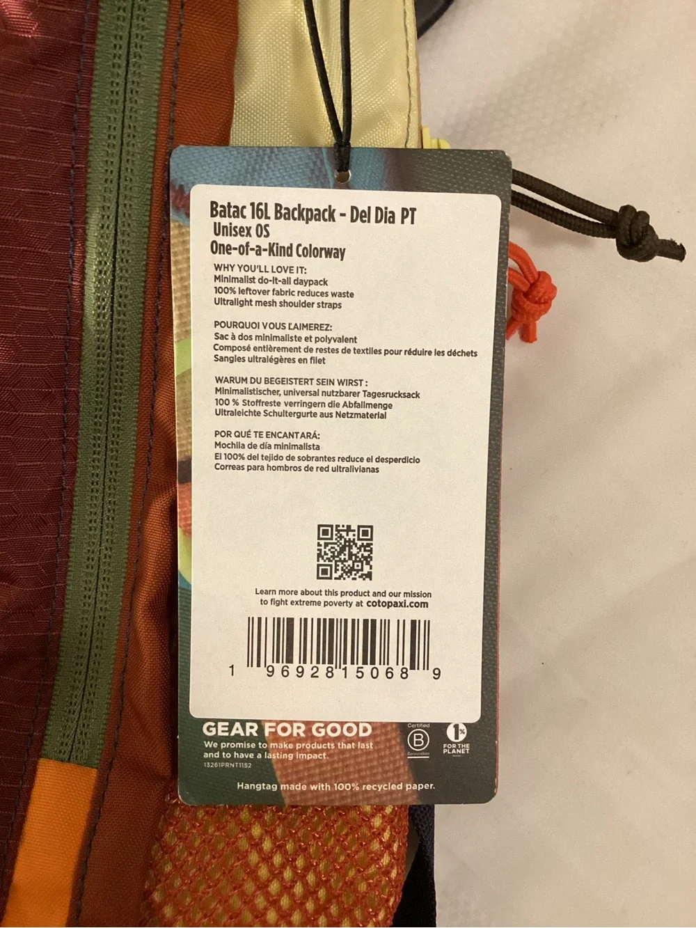 NWT Cotopaxi Batac 16L Backpack - Del Día PT Unisex
